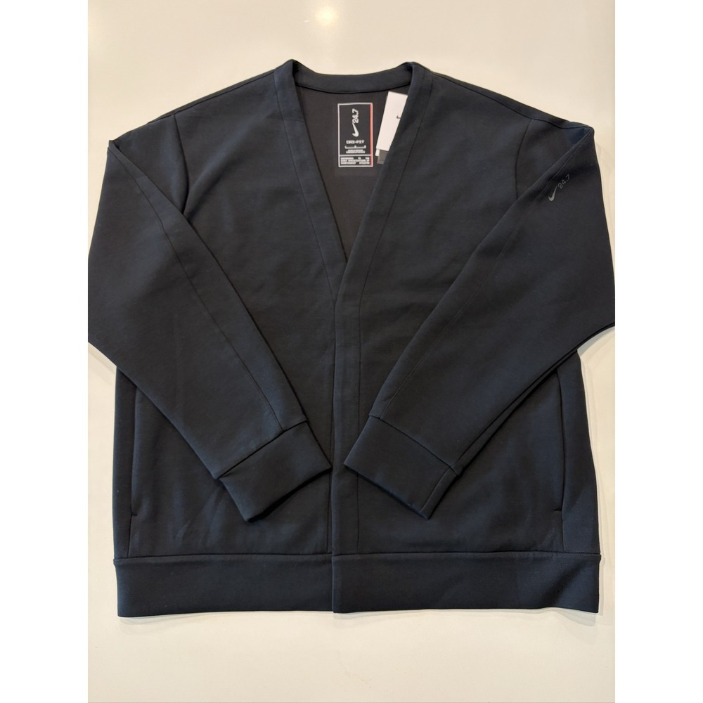 Nike 24.7 Mens Black Cardigan Large Dri-FIT Snap-Button HQ6948-010
